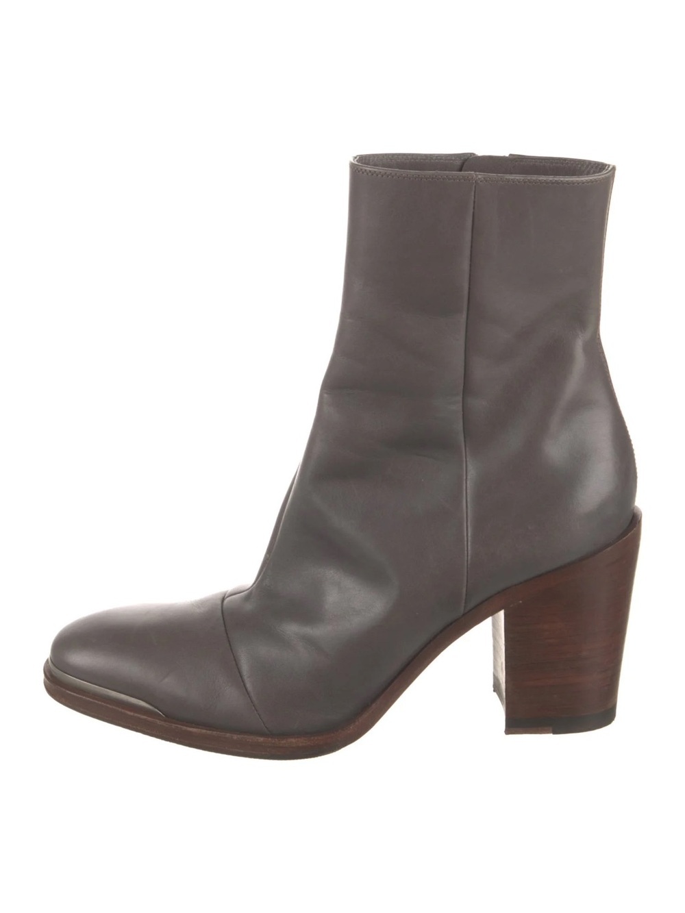 Celine Women's Grey Leather Mid-Calf Zip Boots size 37